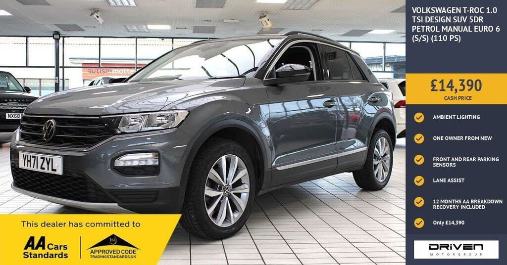 2021 Volkswagen T-Roc 1.0 TSI Design (110ps) Hatchback 5d